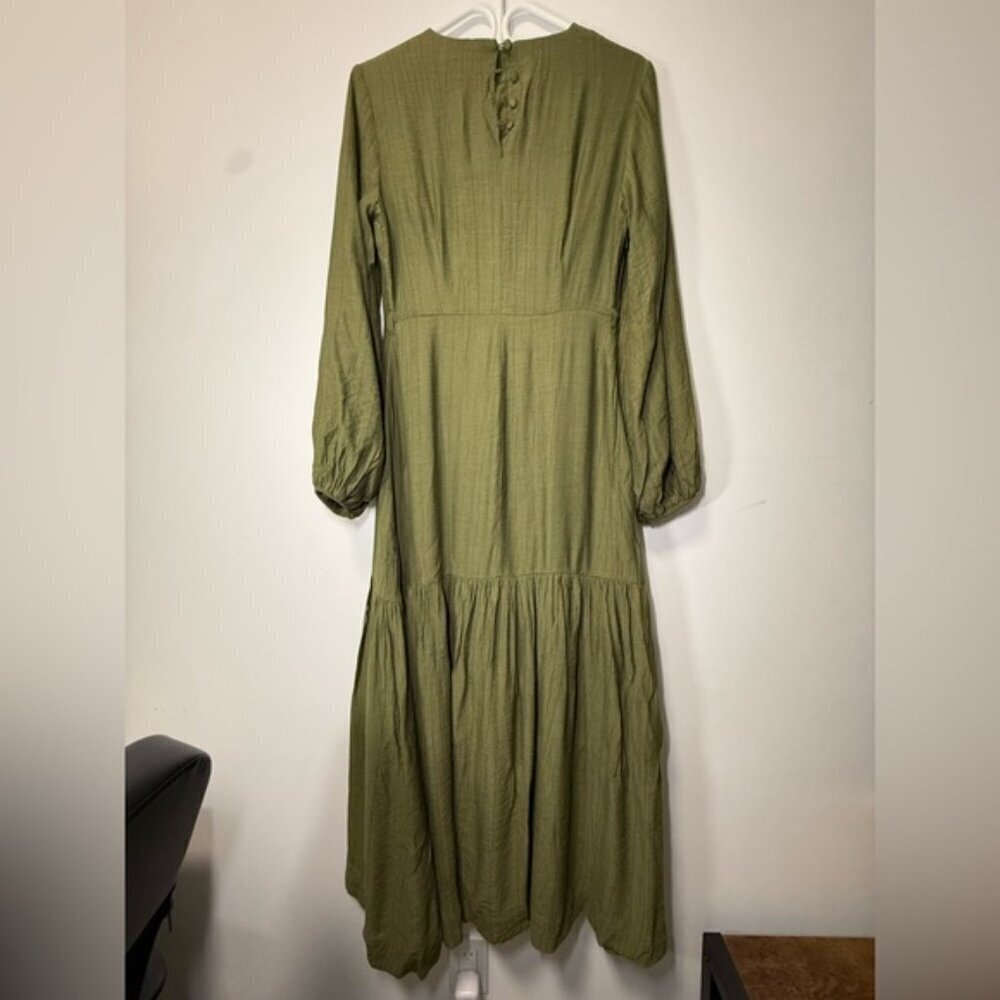 Veiled Mila Tiered Dress Olive Green size S - Picture 6 of 13